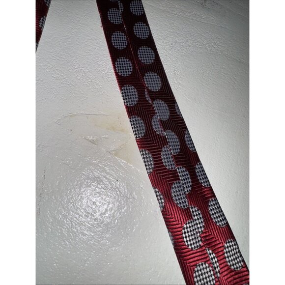 Giorgio Armani Mens Tie Red With Silver Dots 100% Silk Handmade In Italy Vintage - Picture 7 of 9